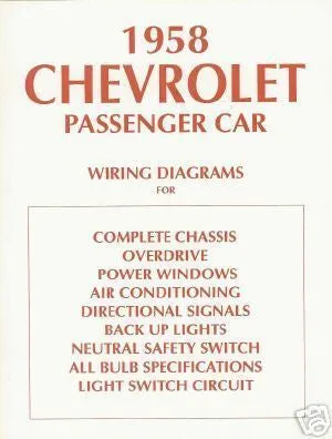 1958 Chevrolet Wiring Diagrams Schematics Manual Book USED