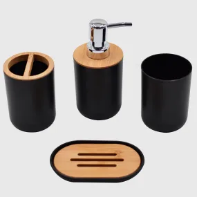 1pc Soap Lotion Dispenser Bathroom Accessories Set Resin Wood Soap Dish Toothbrush Holder Tumbler Pump Bottle Cup Black or White