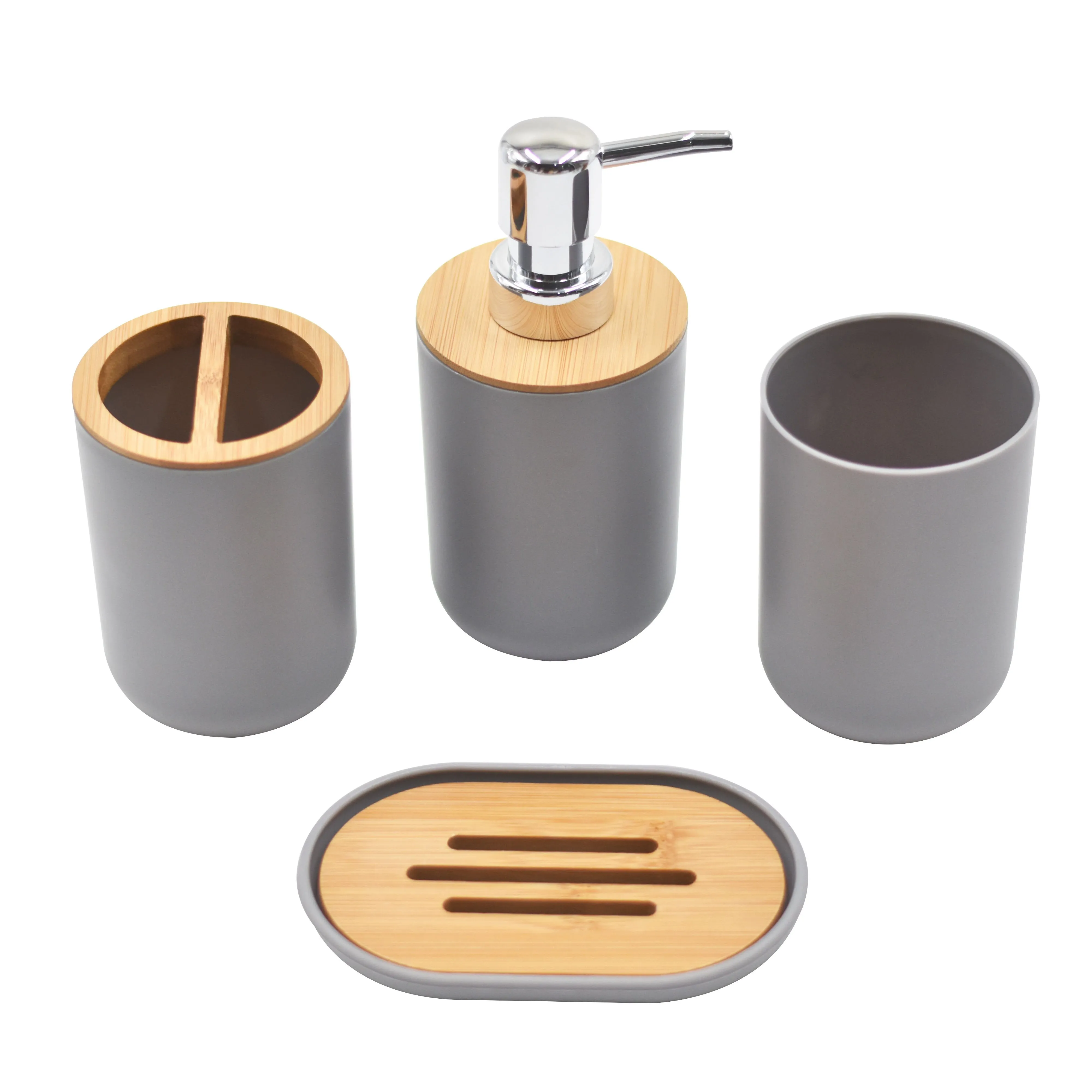 1pc Soap Lotion Dispenser Bathroom Accessories Set Resin Wood Soap Dish Toothbrush Holder Tumbler Pump Bottle Cup Black or White