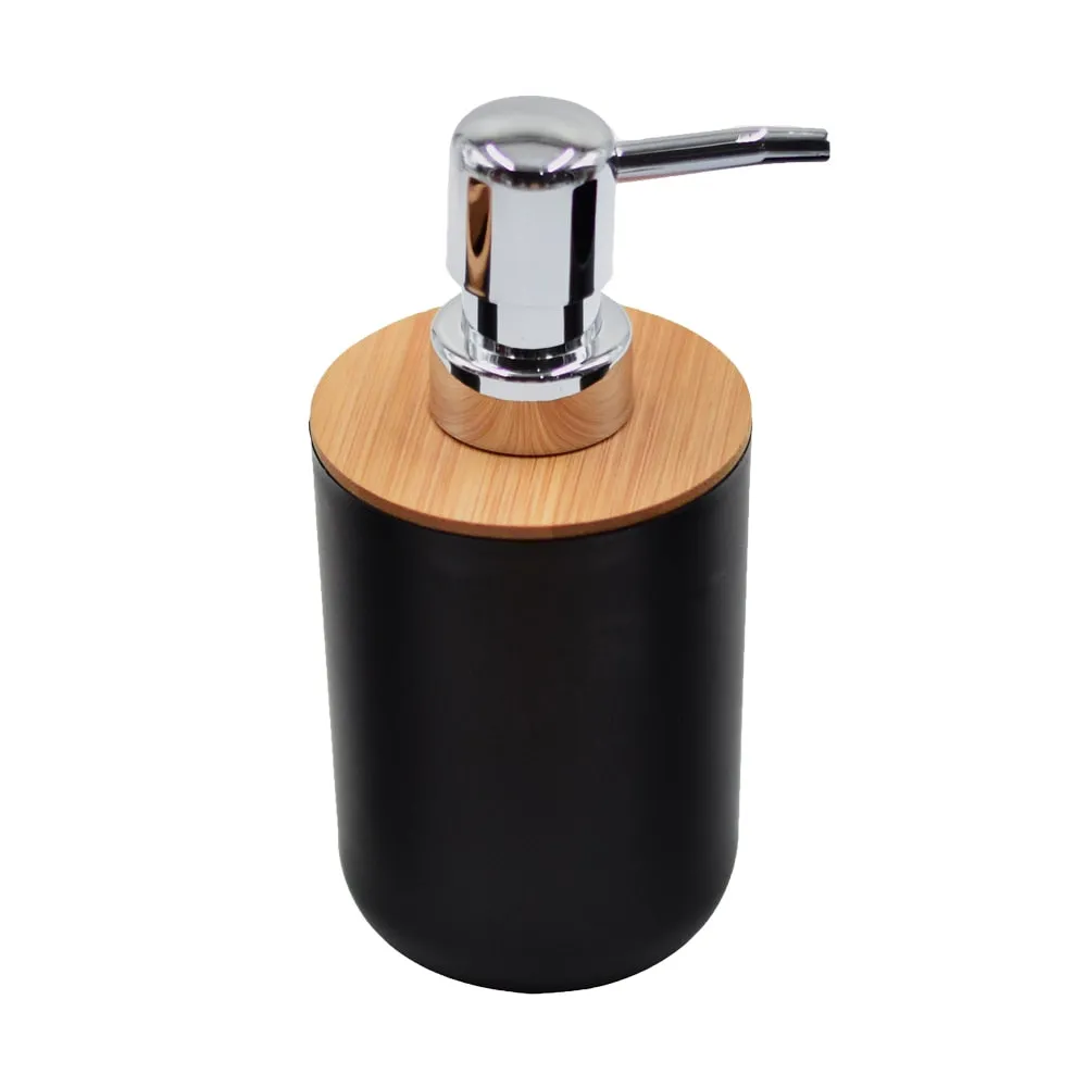 1pc Soap Lotion Dispenser Bathroom Accessories Set Resin Wood Soap Dish Toothbrush Holder Tumbler Pump Bottle Cup Black or White