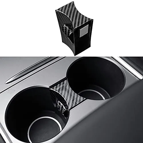 2021 2022 Tesla Model 3 Model Y ABS Carbon Fiber Center Console Cup Holder Insert Slot Slip Limit Clip