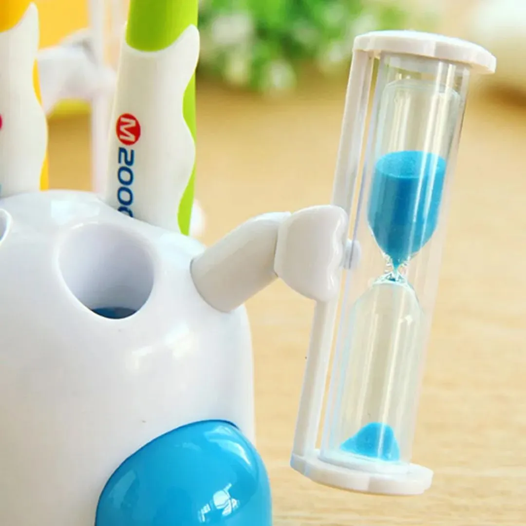 3 Minutes Smiling Face Glass Hourglass toothbrush holder | Stock Clearance Sale