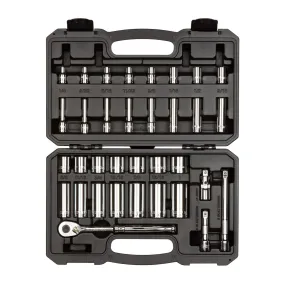 34-Piece 3/8 Inch Drive 6-Point Socket and Ratchet Set (1/4-1 in.)