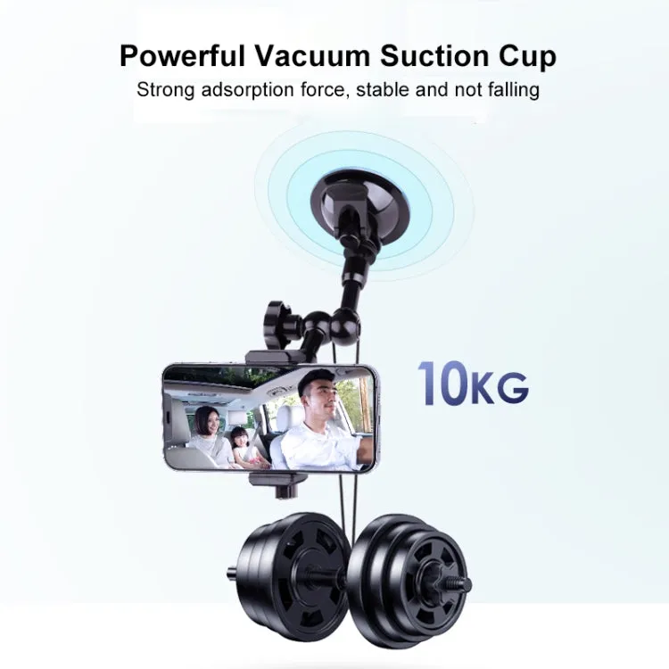 37cm Single Suction Cup Articulating Friction Magic Arm Phone Clamp Mount(Black)