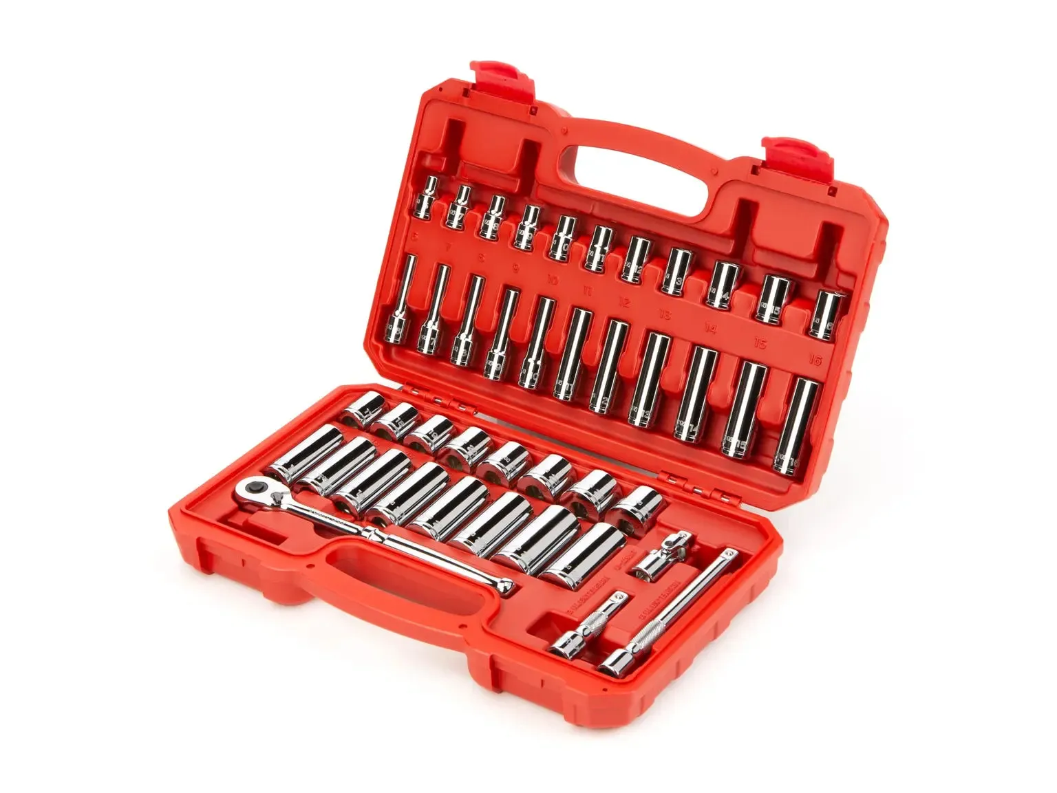 42-Piece 3/8 Inch Drive 6-Point Socket and Ratchet Set (6-24 mm)