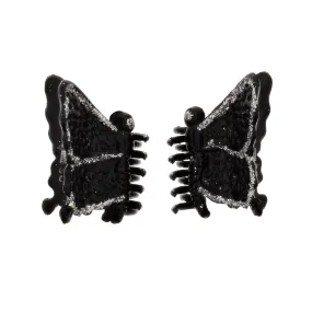 4cm Black Glitter Butterfly Clamps