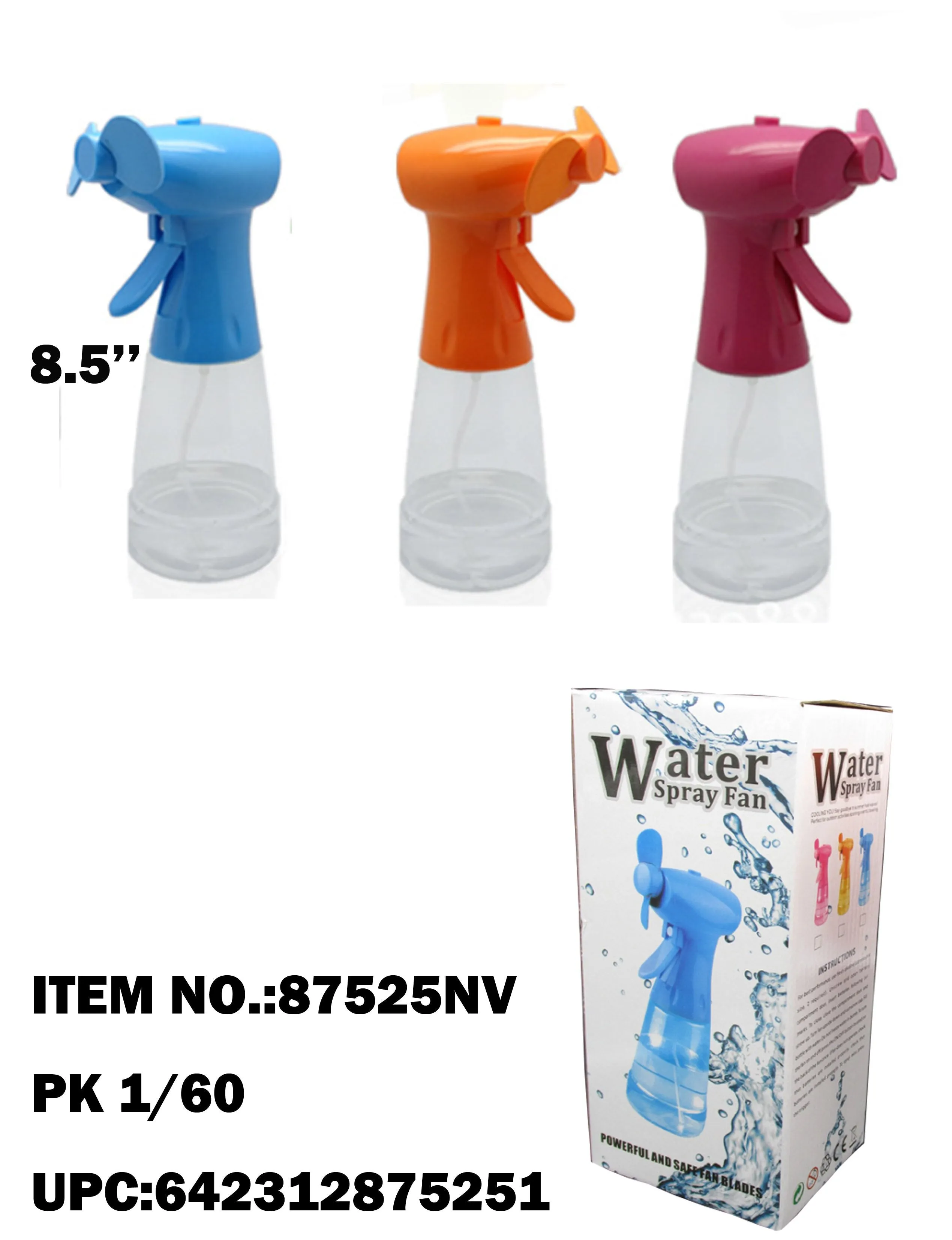 8.5" WATER MIST FAN BOTTLE BATTERY NOT INCLUDE 60PCS