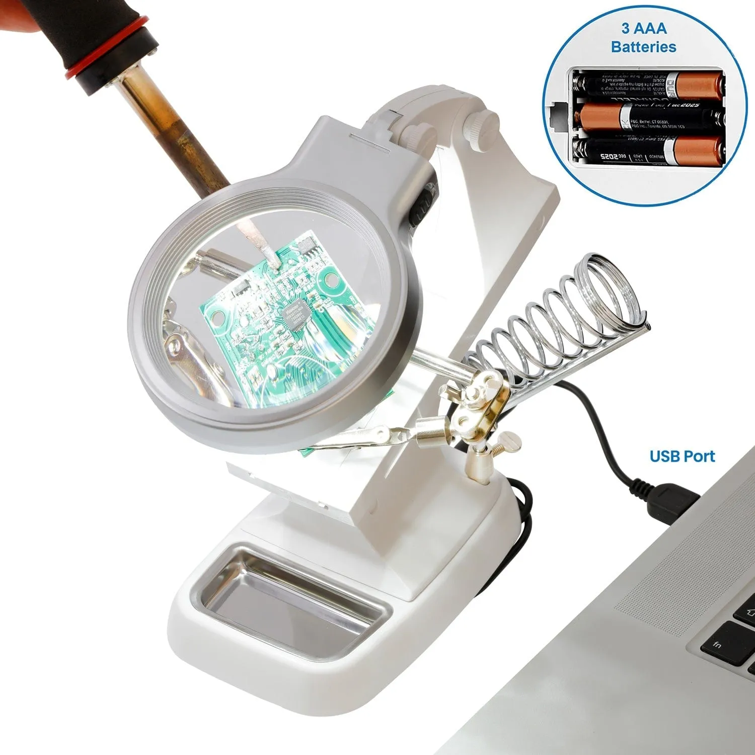 AmScope Multifunctional Circuit Board Holder & Magnifier w/ LED Light