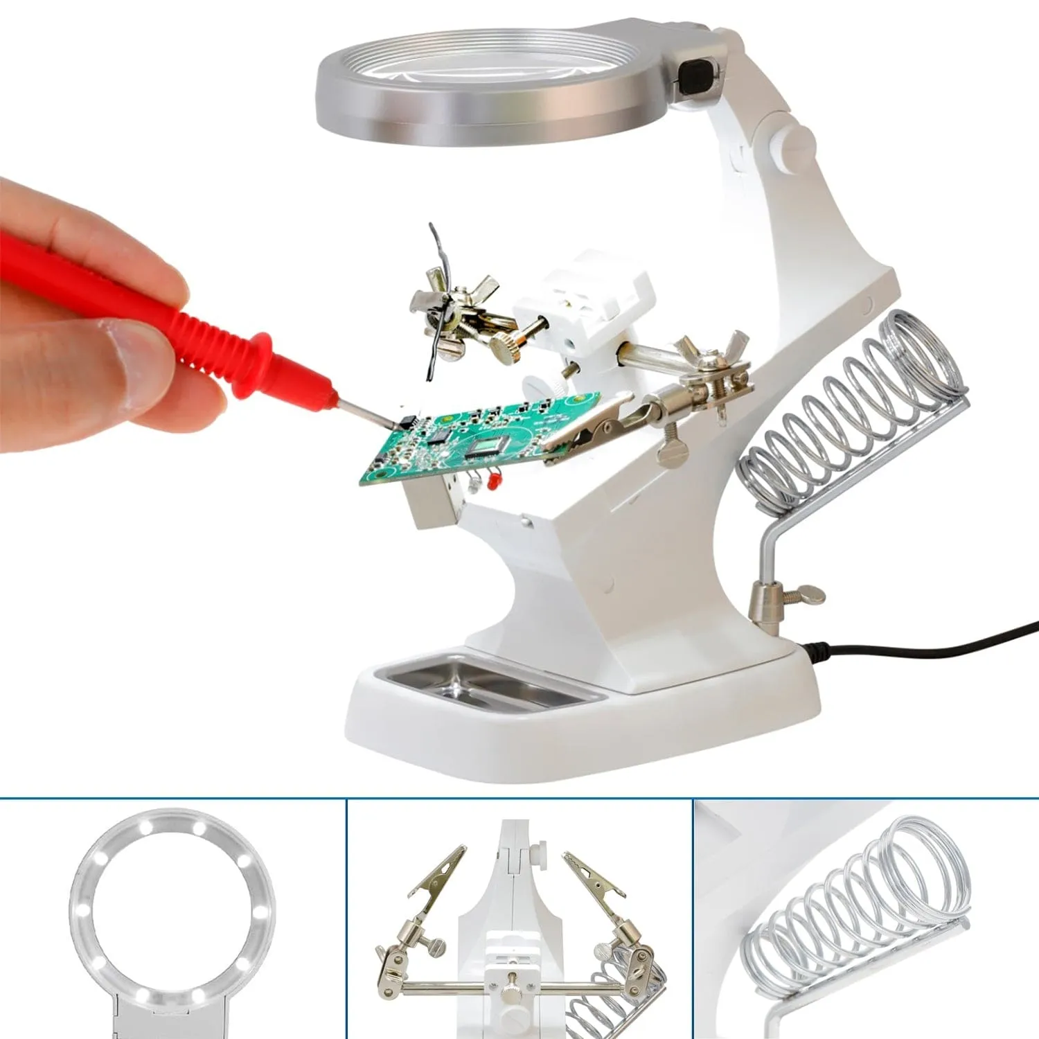 AmScope Multifunctional Circuit Board Holder & Magnifier w/ LED Light