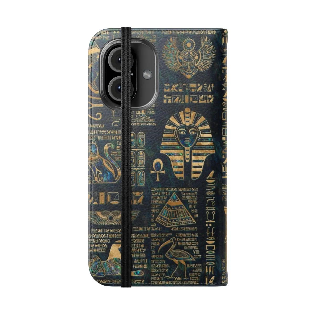 Ancient Egyptian-Inspired Abalone and Gold Flip Phone Case