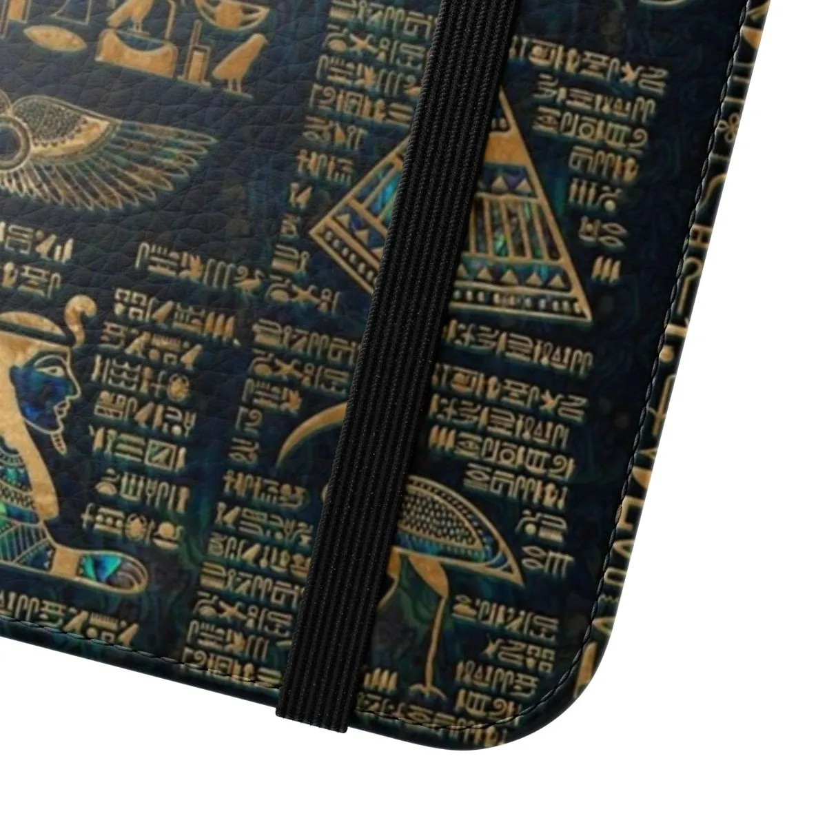 Ancient Egyptian-Inspired Abalone and Gold Flip Phone Case