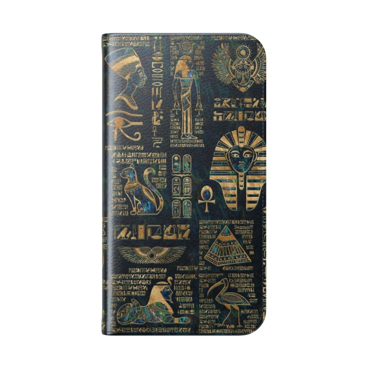 Ancient Egyptian-Inspired Abalone and Gold Flip Phone Case