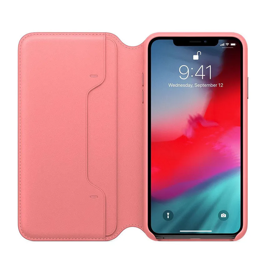 Apple iPhone XS Max Leather Folio Case Peony Pink