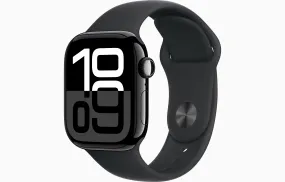 Apple Watch Series 10 GPS 42Mm Jet Black Aluminium Case, Black Sport Band, M/L