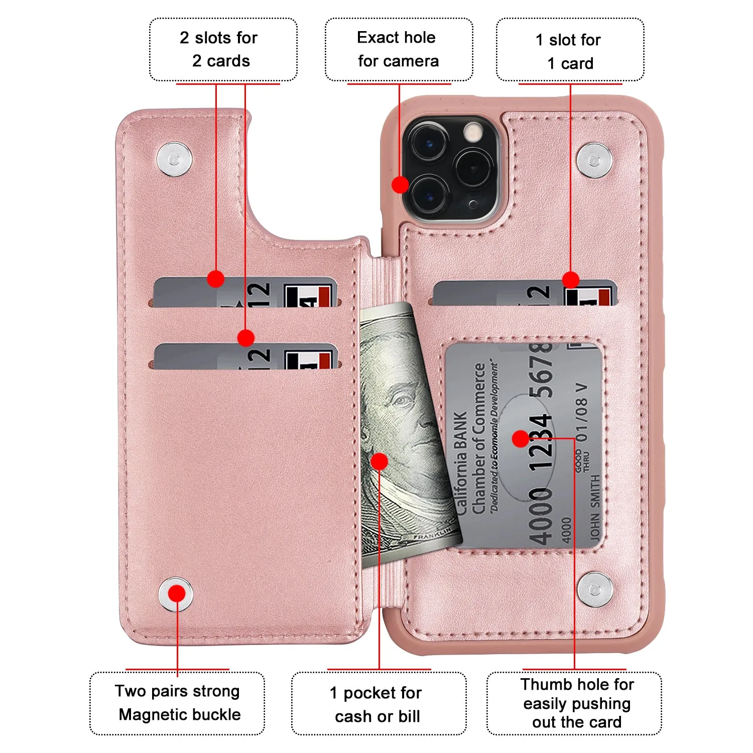 Arae Case for iPhone 11 Pro Max PU Leather Wallet Case with Card Pockets Back Flip Cover for iPhone 11 pro max 2019