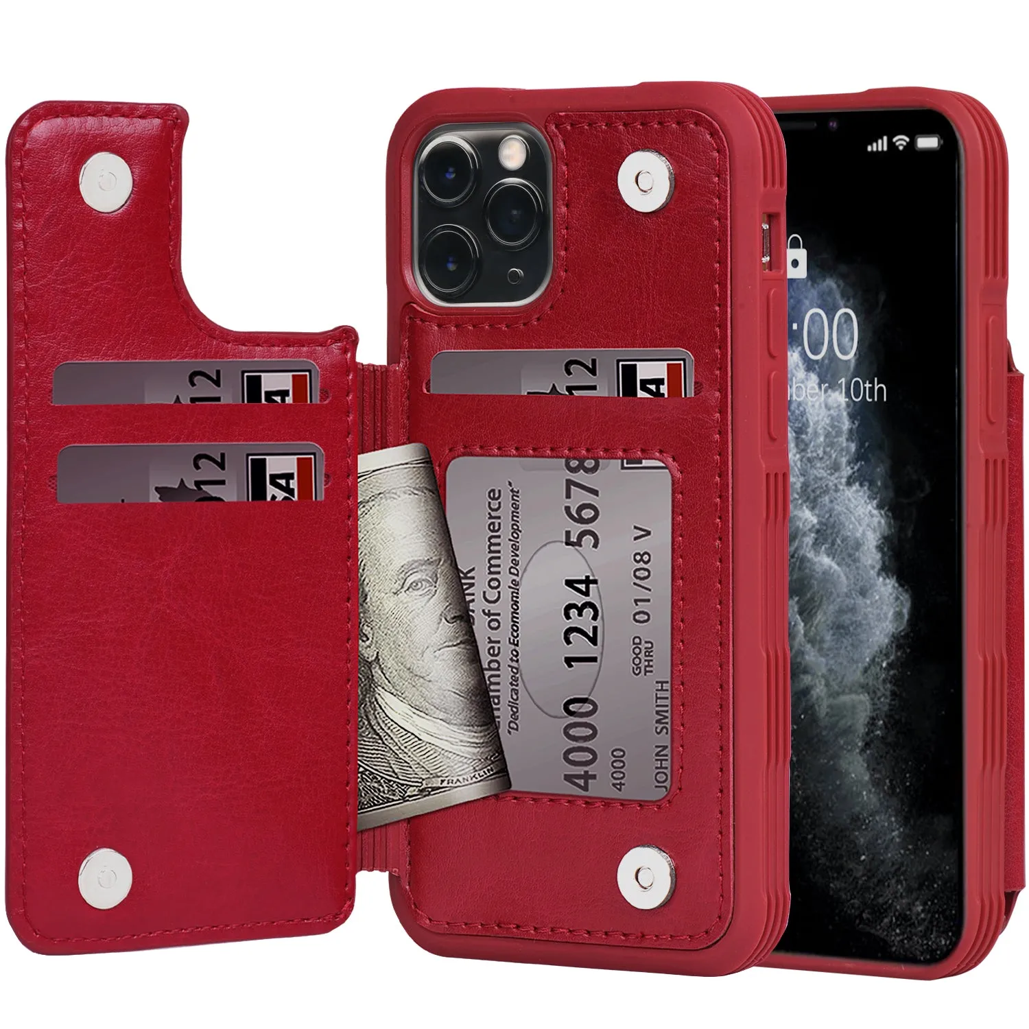 Arae Case for iPhone 11 Pro Max PU Leather Wallet Case with Card Pockets Back Flip Cover for iPhone 11 pro max 2019