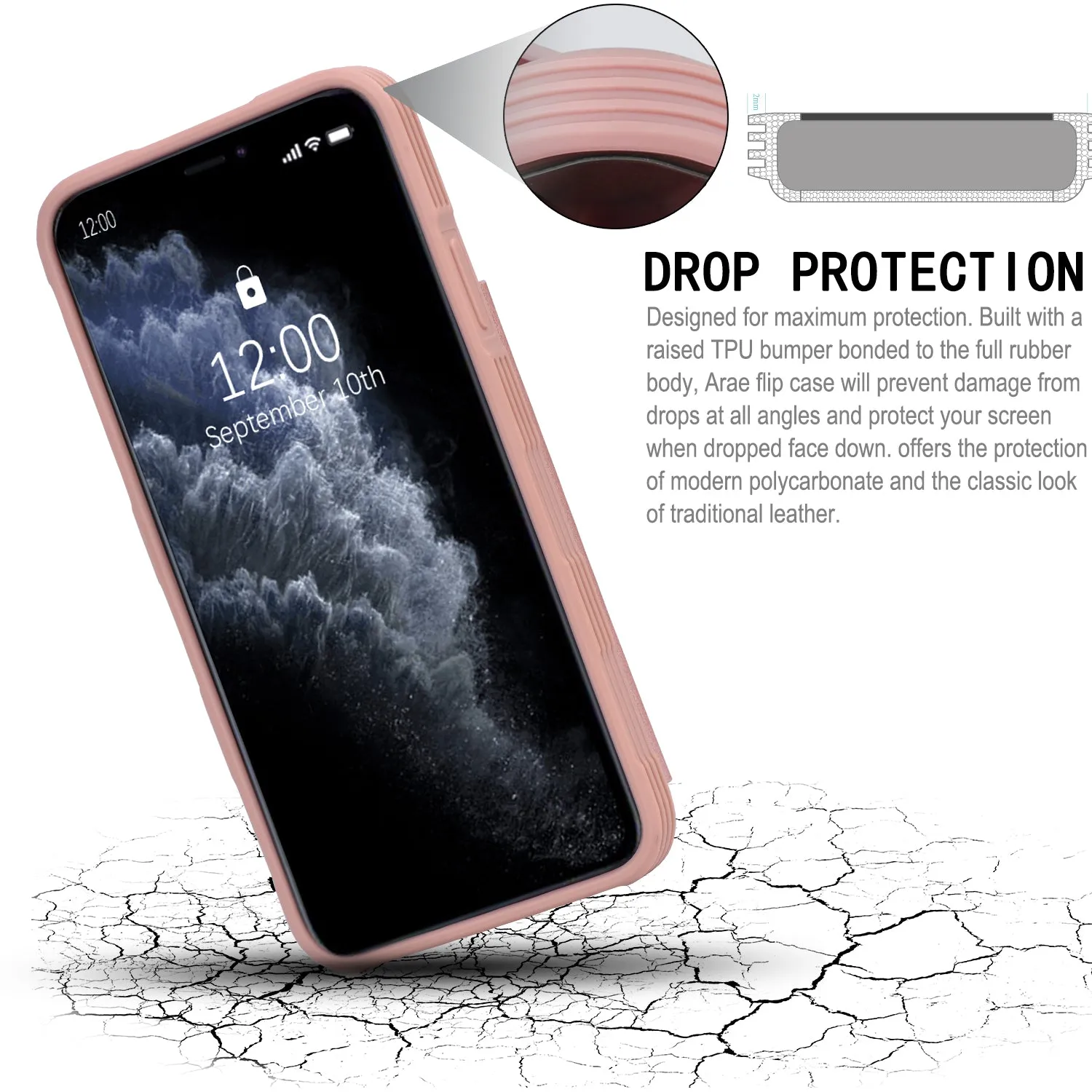 Arae Case for iPhone 11 Pro Max PU Leather Wallet Case with Card Pockets Back Flip Cover for iPhone 11 pro max 2019