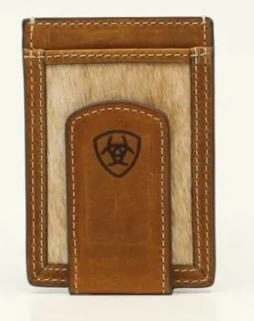 Ariat Calf Hair Inlay Card Case W/ Money Clip BROWN