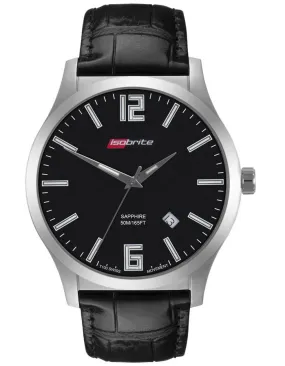 ArmourLite Isobrite Grand Slimline Series - Black Dial - Date - Leather Strap