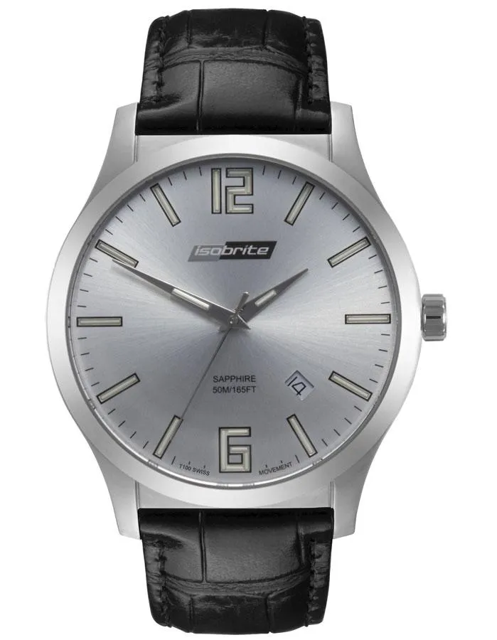 ArmourLite Isobrite Grand Slimline Series - Stainless - Leather Strap - Date