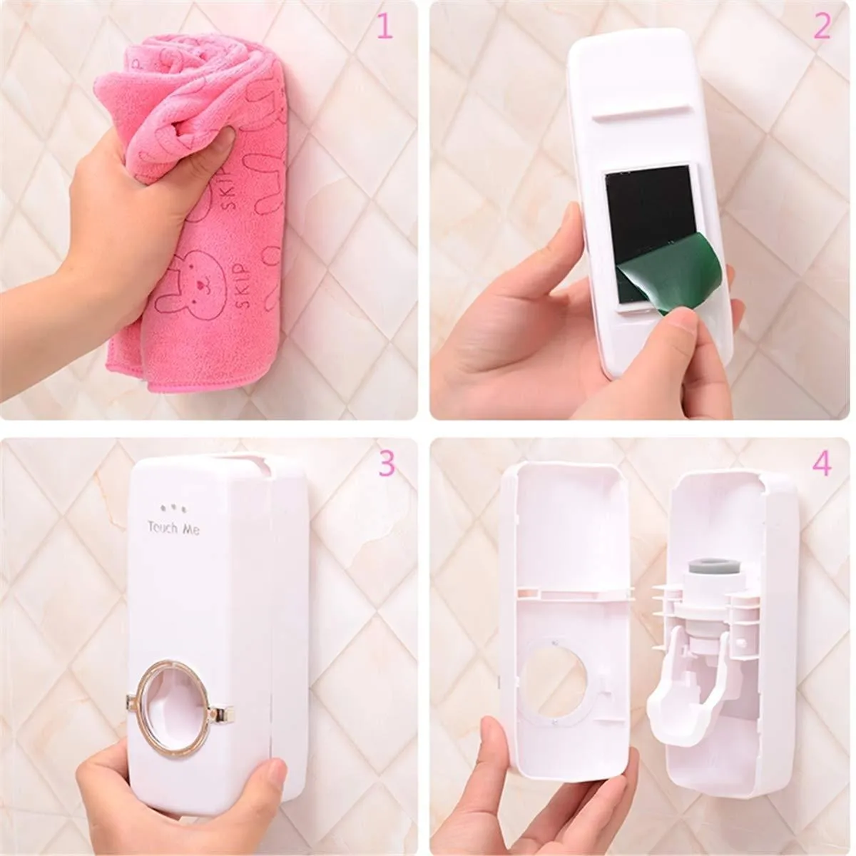 Automatic Toothpaste Dispenser and 5 Toothbrush Holder for Bathroom, Wall Mounted