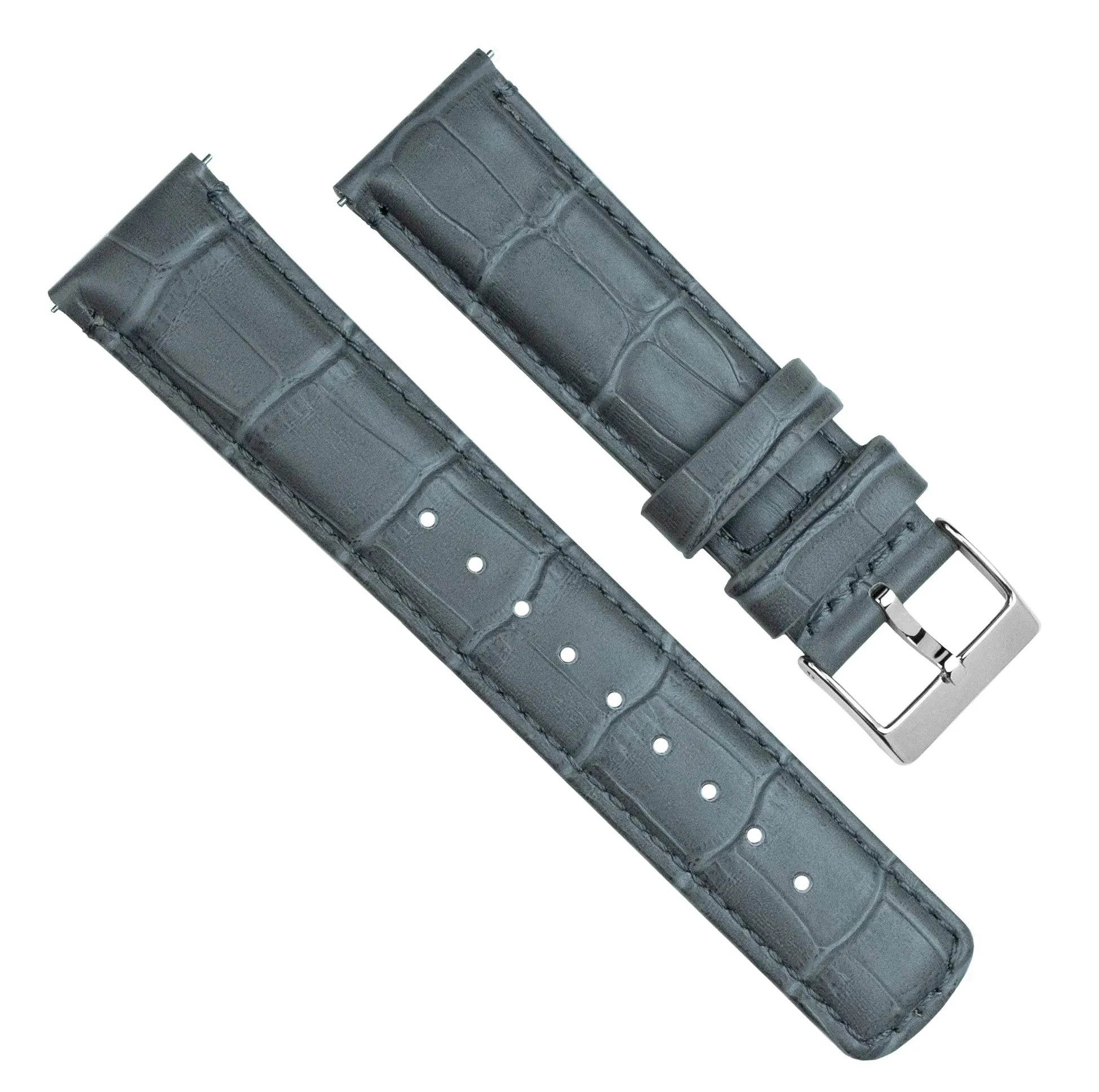 BARTON WATCH BANDS, 12mm Smoke Grey - Alligator Grain - Quick Release Leather Watch Bands