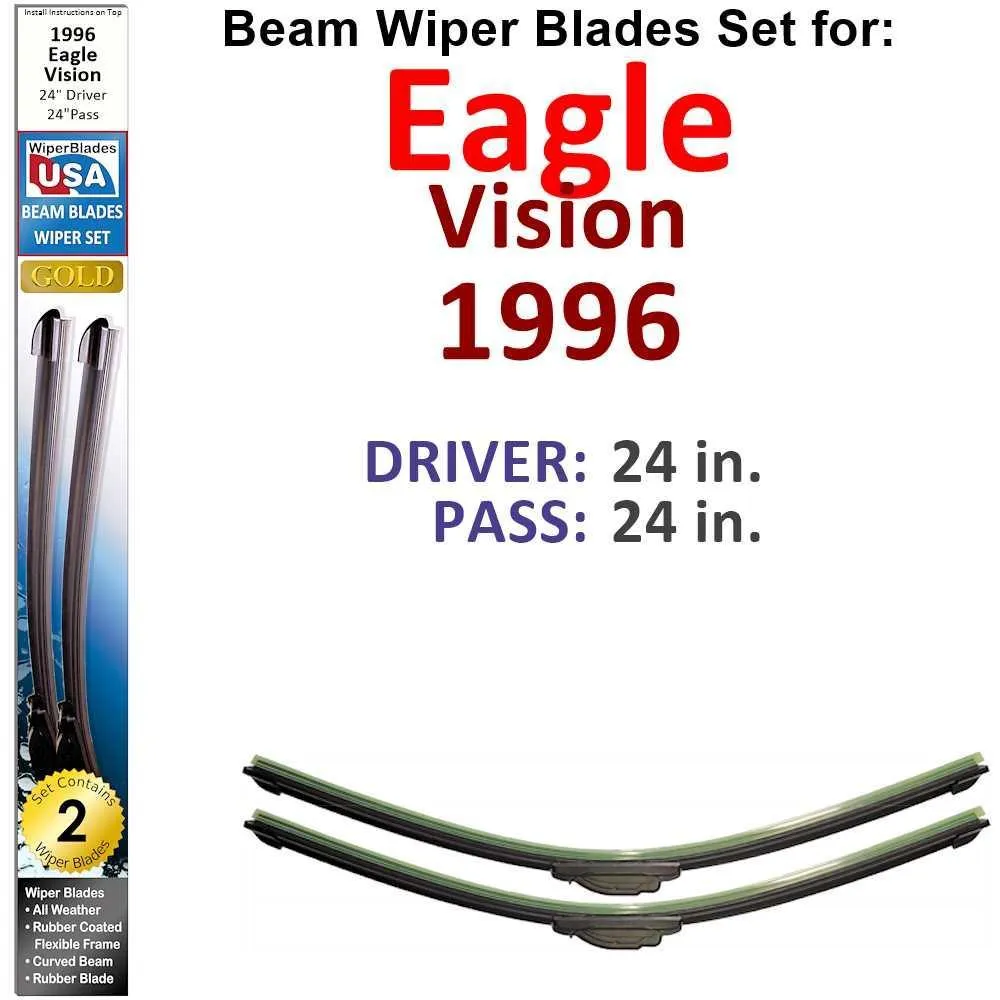 Beam Wiper Blades for 1996 Eagle Vision (Set of 2)