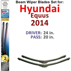 Beam Wiper Blades for 2014 Hyundai Equus (Set of 2)