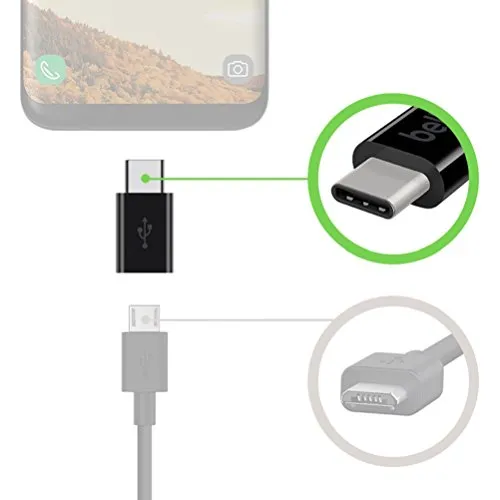 Belkin F2CU058btBLK Micro-USB to USB-C Adapter, (USB-IF Certified) for All USB Type-C Devices, Black