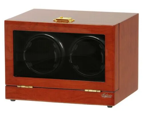 Belocia Double Watch Winder Mahogany Wood w/LCD Dispaly w/Japanese Mabuch Motors