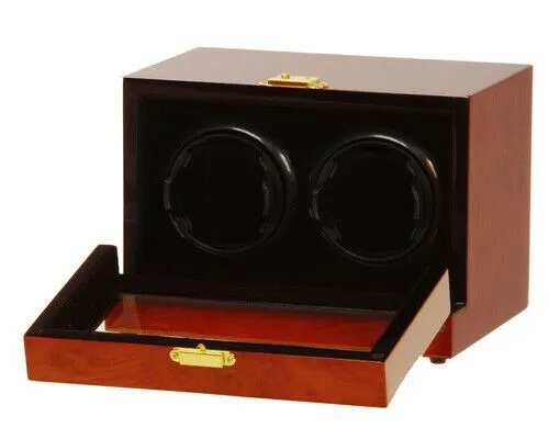 Belocia Double Watch Winder Mahogany Wood w/LCD Dispaly w/Japanese Mabuch Motors