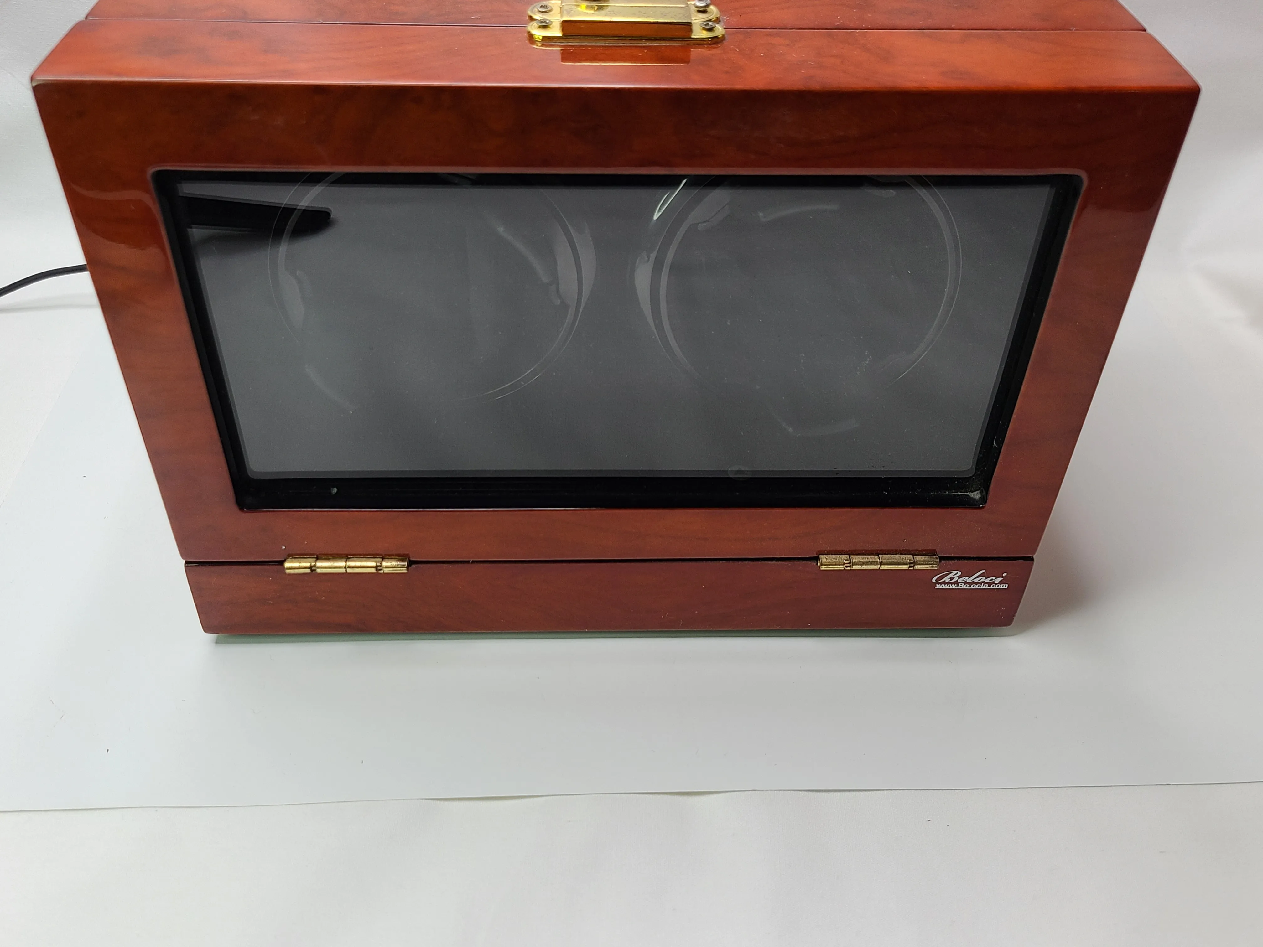 Belocia Double Watch Winder Mahogany Wood w/LCD Dispaly w/Japanese Mabuch Motors