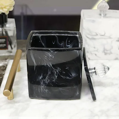 Black Marble Pattern Tray Resin Bathroom Set Toothbrush Holder Soap Dispenser Soap Dish Men&#39;s Bathroom Accessories Set Home Deco