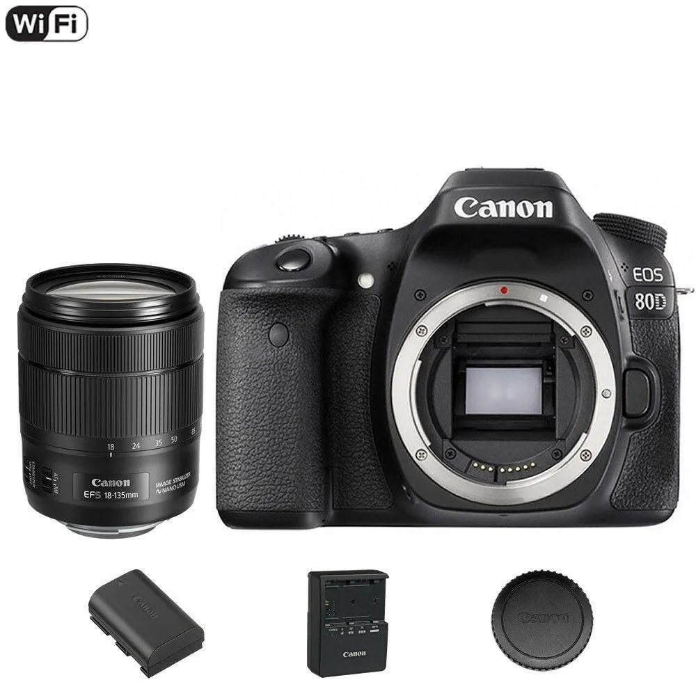 Canon 80D EOS DSLR Camera   18-135mm f3.5-5.6 IS NANO USM Lens