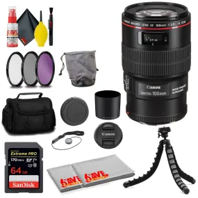 Canon EF 100mm f/2.8L Macro IS USM Lens   SanDisk 64GB Card   Filter Kit   MORE