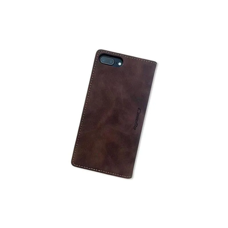 Caseme Magnetic Flip PU Leather Wallet Case for iPhone 6P / 7P / 8P -  Brown