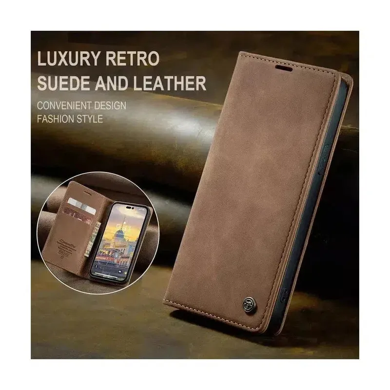 Caseme Magnetic Flip PU Leather Wallet Case for iPhone 6P / 7P / 8P -  Brown