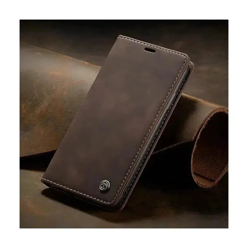 Caseme Magnetic Flip PU Leather Wallet Case for iPhone 6P / 7P / 8P -  Brown