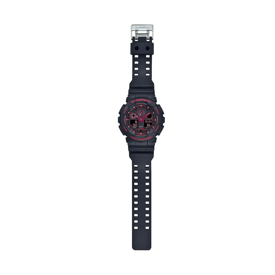 CASIO GA-100 Series Analog-Digital Black and Red Watch #GA-100BNR-1AER