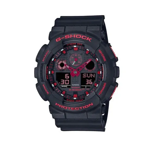 CASIO GA-100 Series Analog-Digital Black and Red Watch #GA-100BNR-1AER