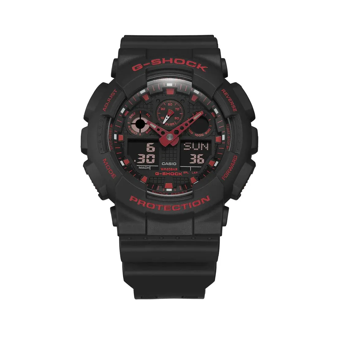 CASIO GA-100 Series Analog-Digital Black and Red Watch #GA-100BNR-1AER