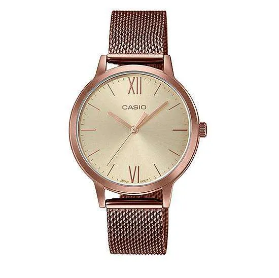 Casio LTP-E157MR-9ADF Rose Gold Mesh Watch for Women