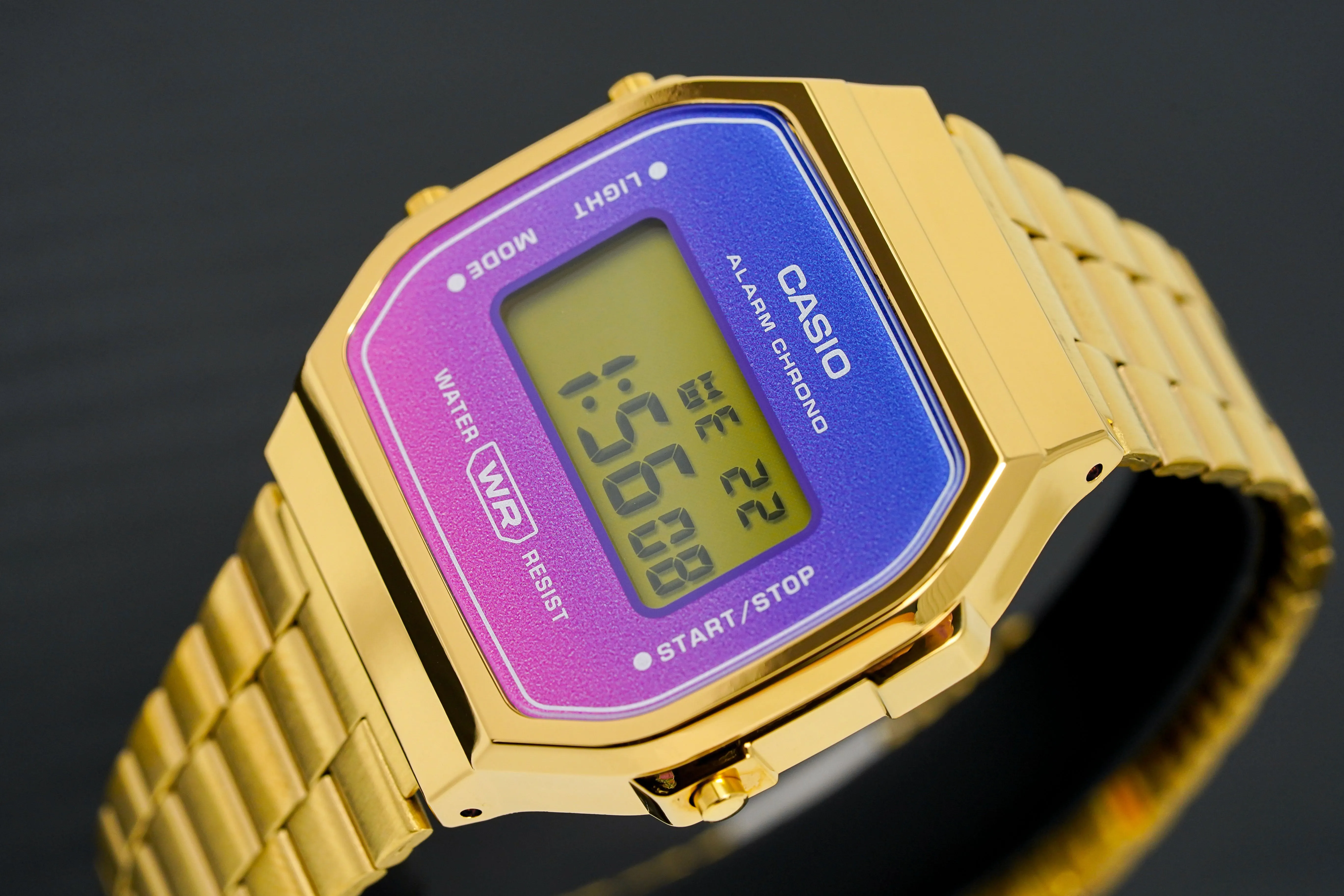 Casio Watch Digital Vintage Gold Pink/Purple A168WERG-2ADF