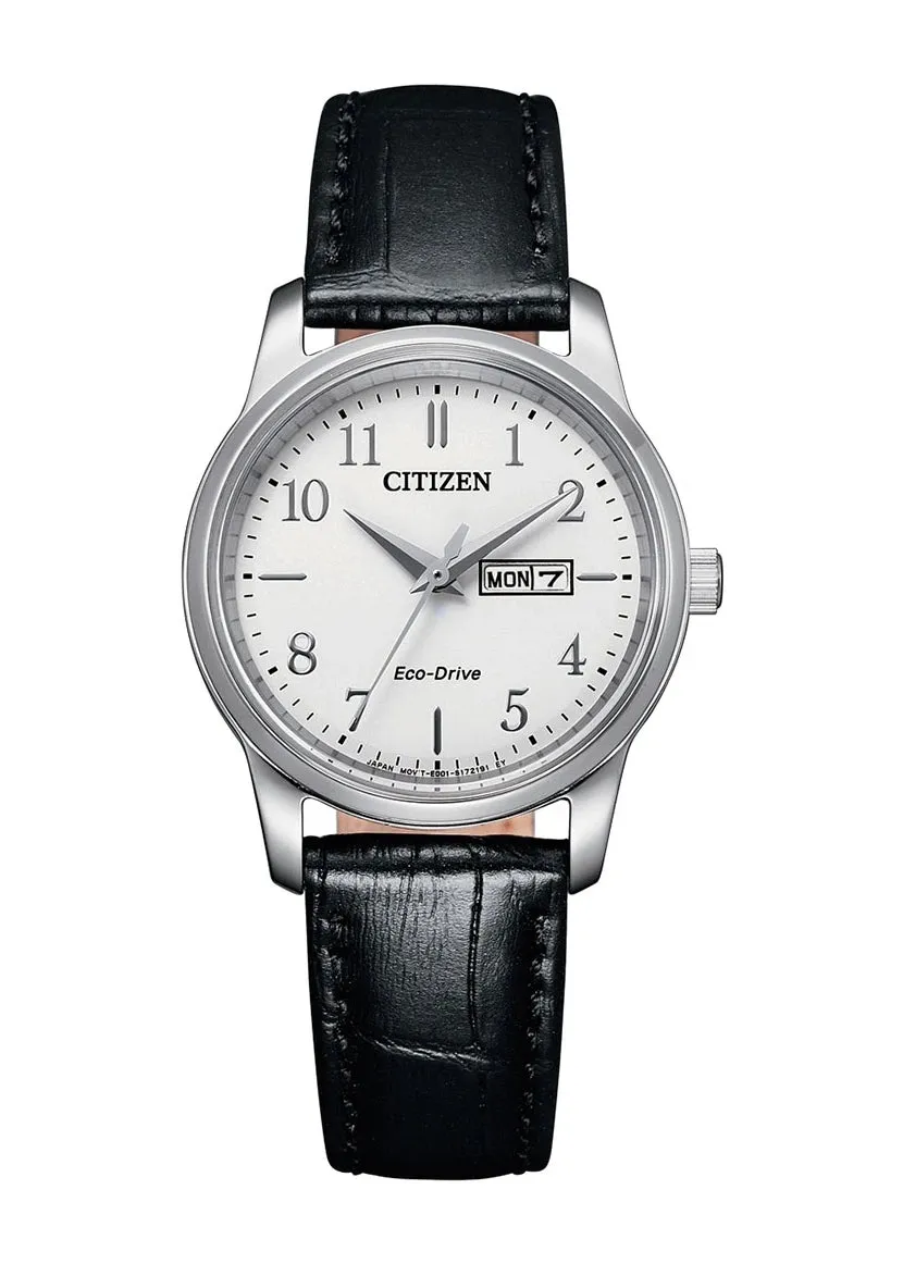 CITIZEN LADIES ECO-DRIVE BLACK LEATHER STRAP EW3260-17A