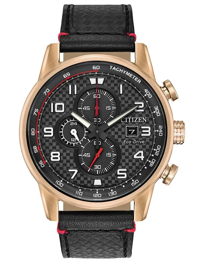 Citizen Mens Eco-Drive Primo - Rose Gold-Tone - Chronograph - Leather - Date