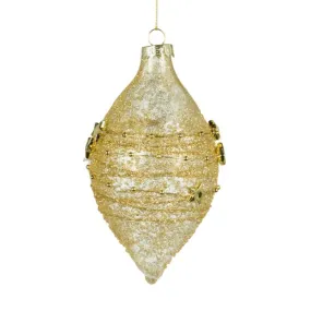 Clear Frosted with Gold Stars Glass Double Point Ornament