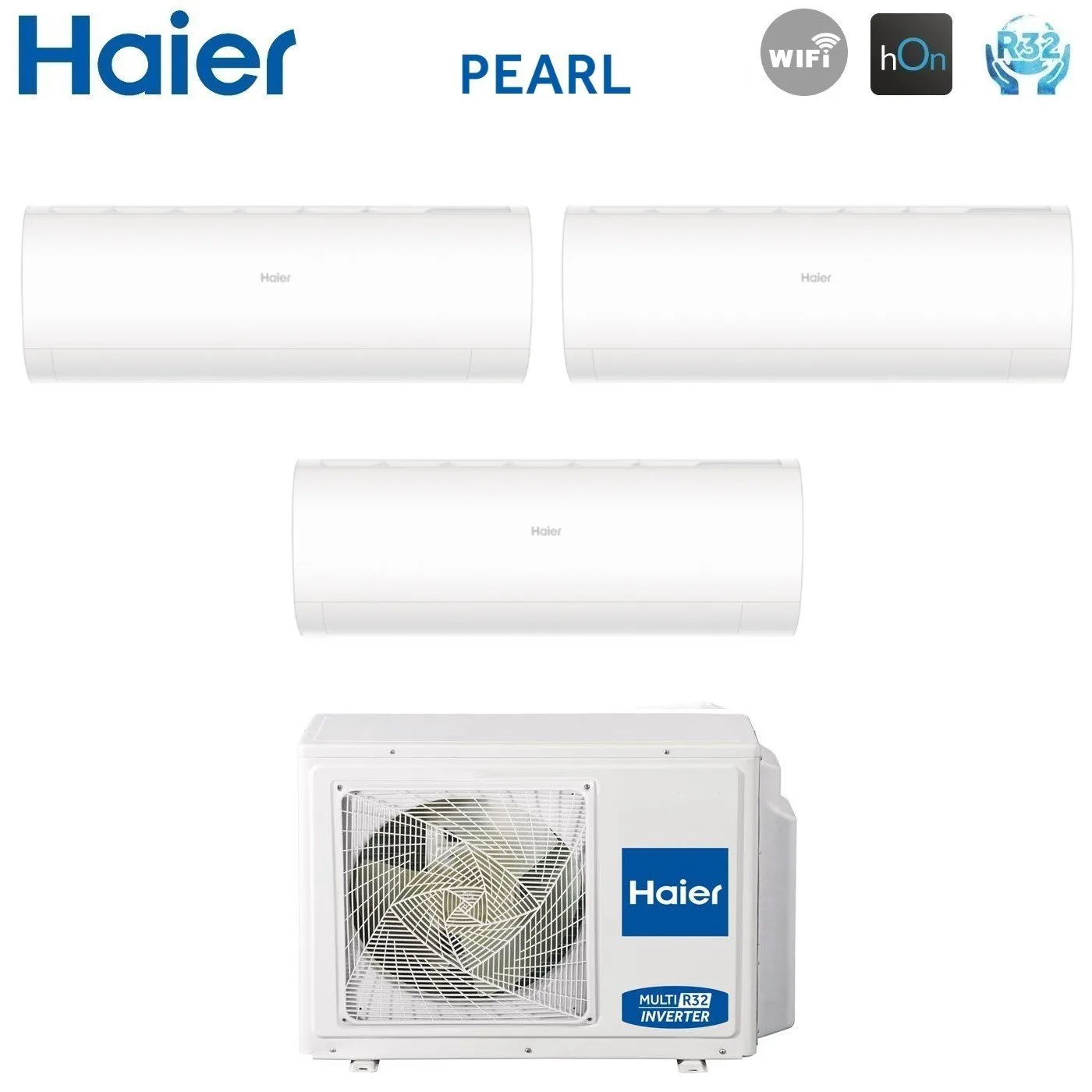 Climatizzatore Condizionatore Haier Trial Split Inverter serie PEARL 7 9 18 con 3U70S2SR5FA R-32 Wi-Fi Integrato 7000 9000 18000