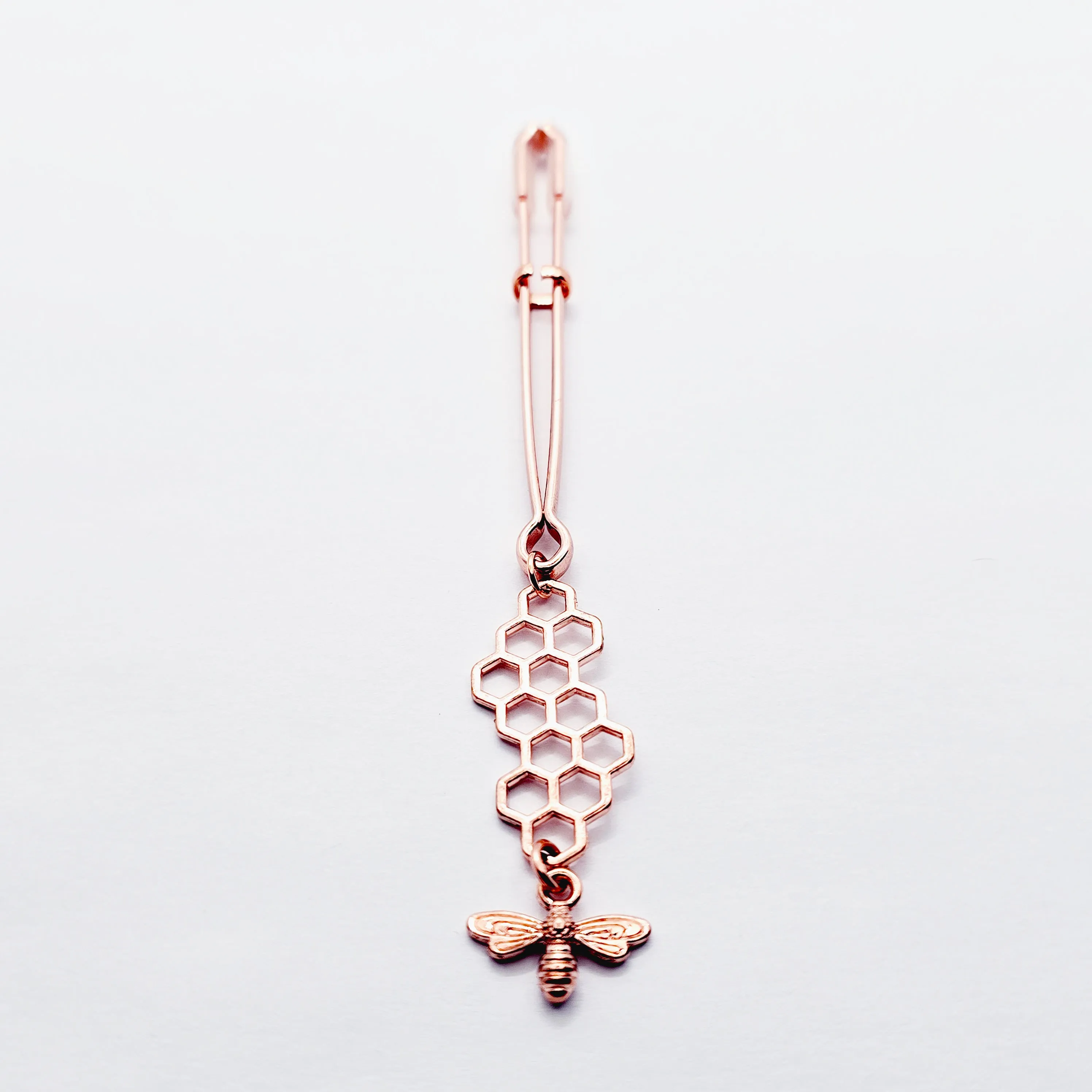 Clit Clamp for Clitoral Stimulation. Rose Gold with Bee and Honeycomb. BDSM Sex Toy for Women.