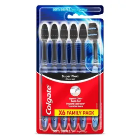 Colgate Super Flexi Charcoal Soft Toothbrush - 6 Pcs