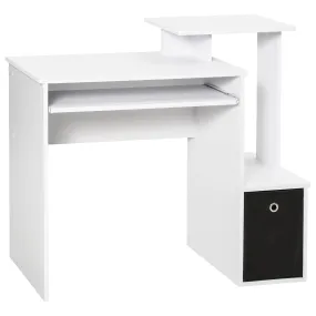 Computer Desk with Sliding Keyboard Tray Storage Drawer Shelf Home Office Workstation White